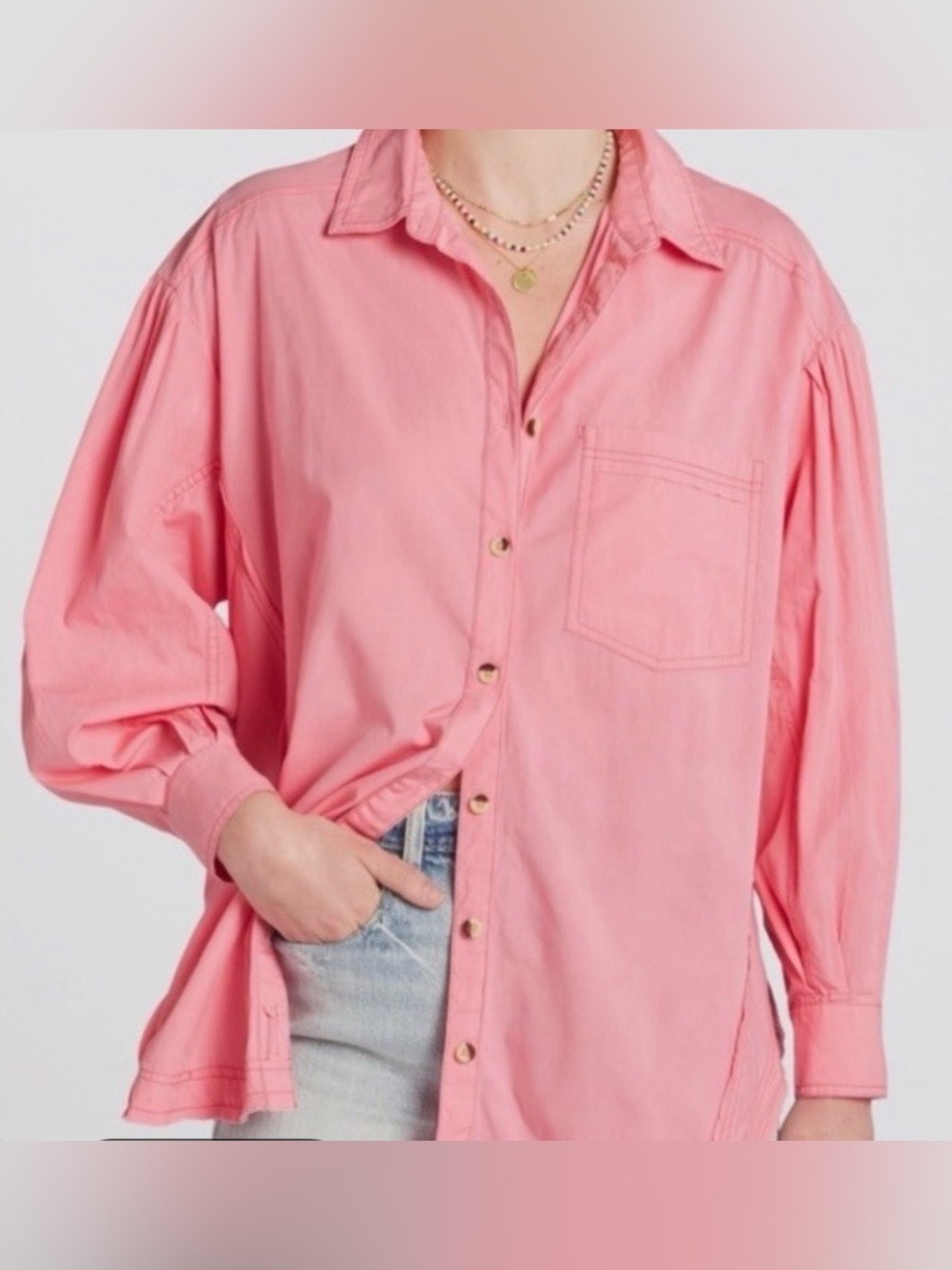 We The Free Happy Hour Solid Poplin Top